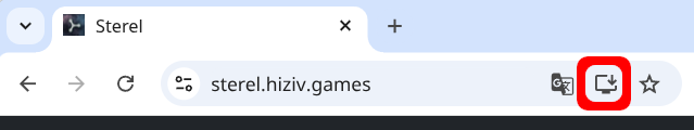 PWA install icon shown in the address bar of a first browser